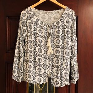 Charlotte Russe Tops - Paisley Blue & White Tassel Top Charlotte Russe Tops - Paisley Blue & White Tassel Top